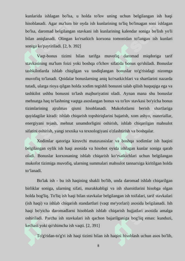 Ish haqi va mehnat munosabatlari 8