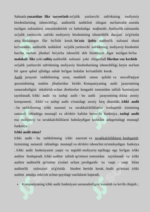 Audit . Ichki va tashqi audit . 4