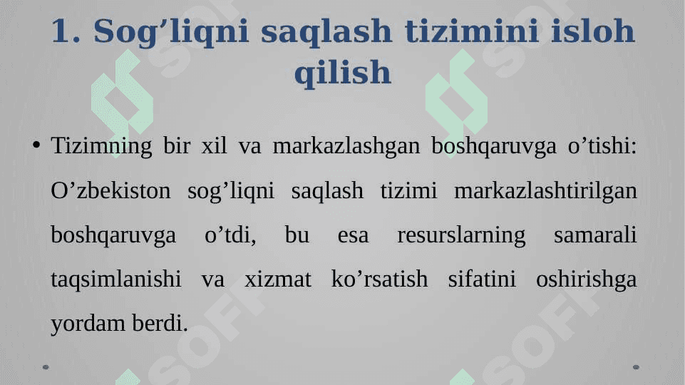 Oʻzbekiston Respublikasida Mustaqillikdan keyingi davrda sogʻliqni saqlash tizimida oʻzgarishlar 6