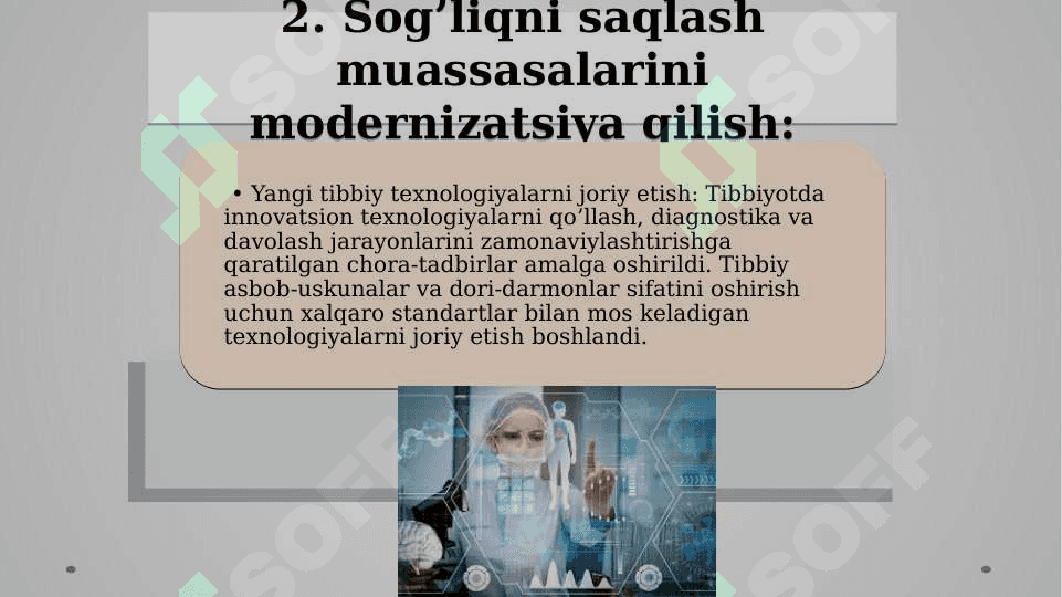Oʻzbekiston Respublikasida Mustaqillikdan keyingi davrda sogʻliqni saqlash tizimida oʻzgarishlar 8