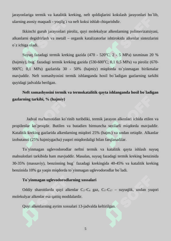 Propilen oksidini gidratlash jarayonini o’rganish kURS ISHI 5