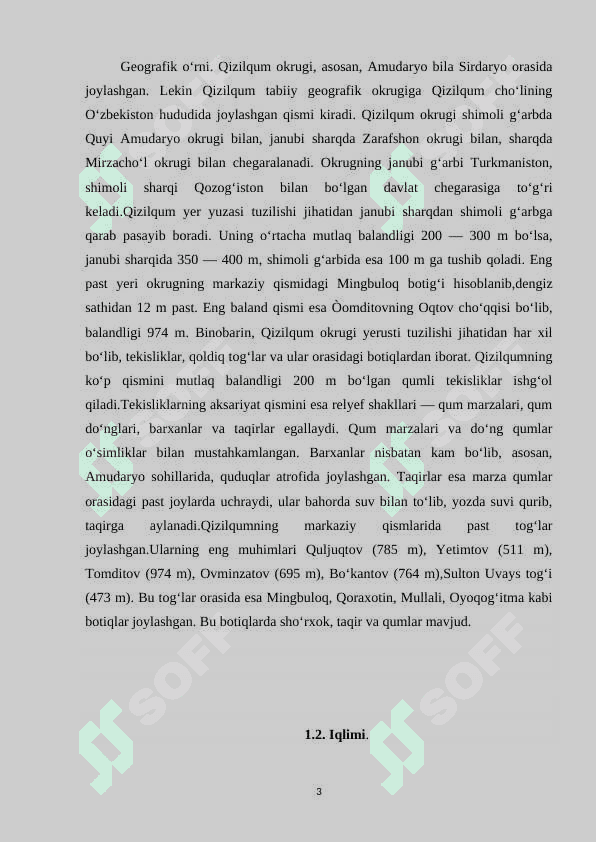 Qizilqum okrugining tabiiy geografik tavsifi 4