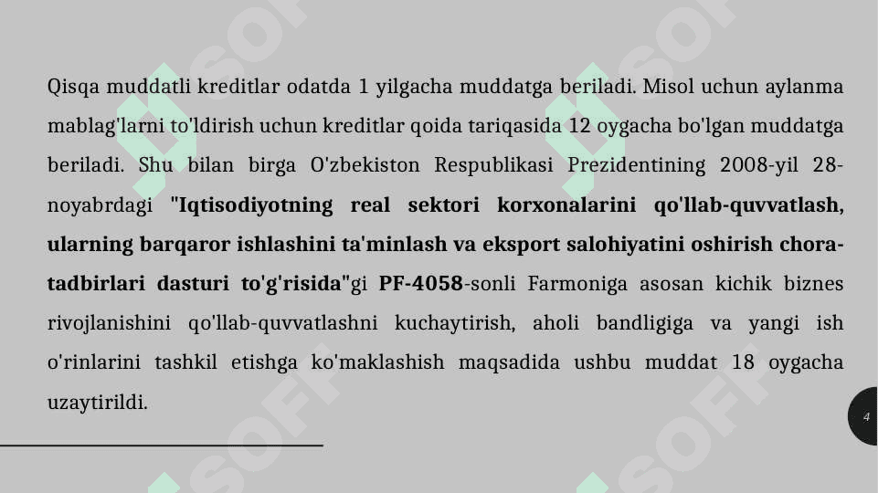 Tadbirkorlik faoliyatining mulkiy asoslari. Tadbirkorlik faoliyatini moliyalashtirish 4