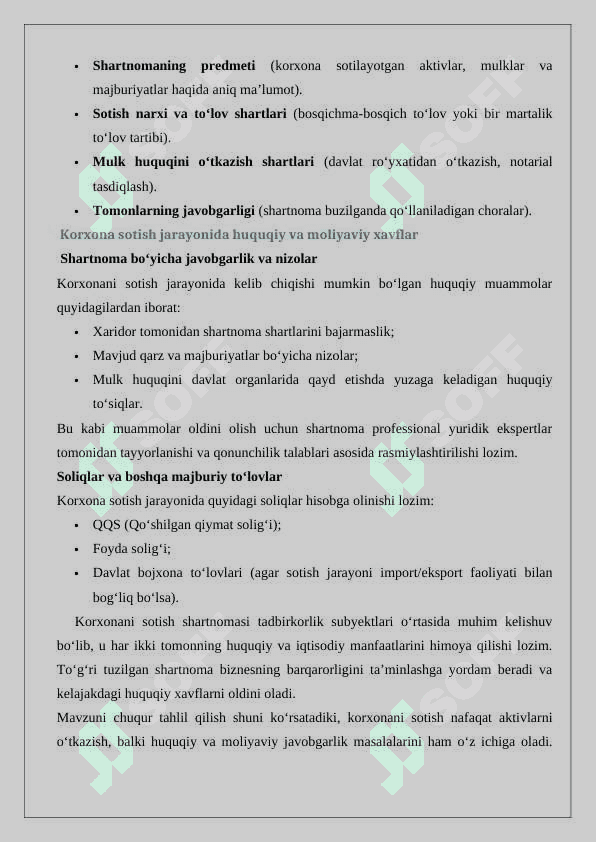 Korxonani sotish shartnomasi 4