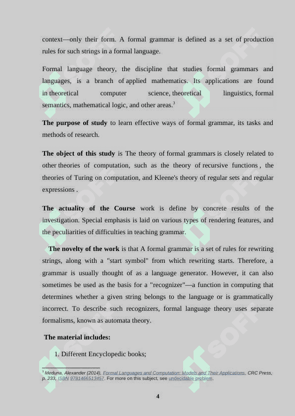 FORMAL GRAMMAR, ITS TASKS AND METHODS OF RESEARCH. 4