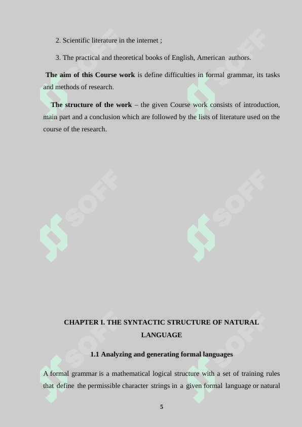 FORMAL GRAMMAR, ITS TASKS AND METHODS OF RESEARCH. 5