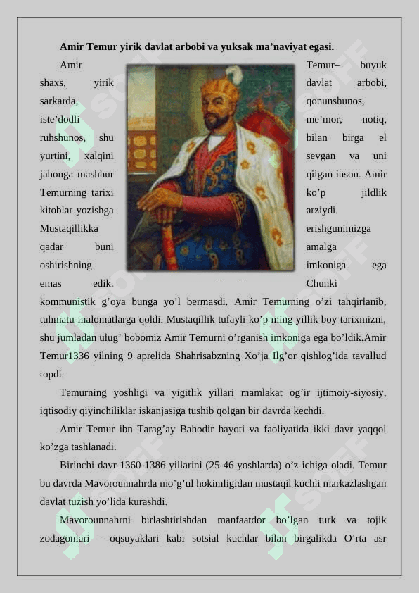 Amir Temur o'gitlarining tarbiyavoy ahamiyati 2