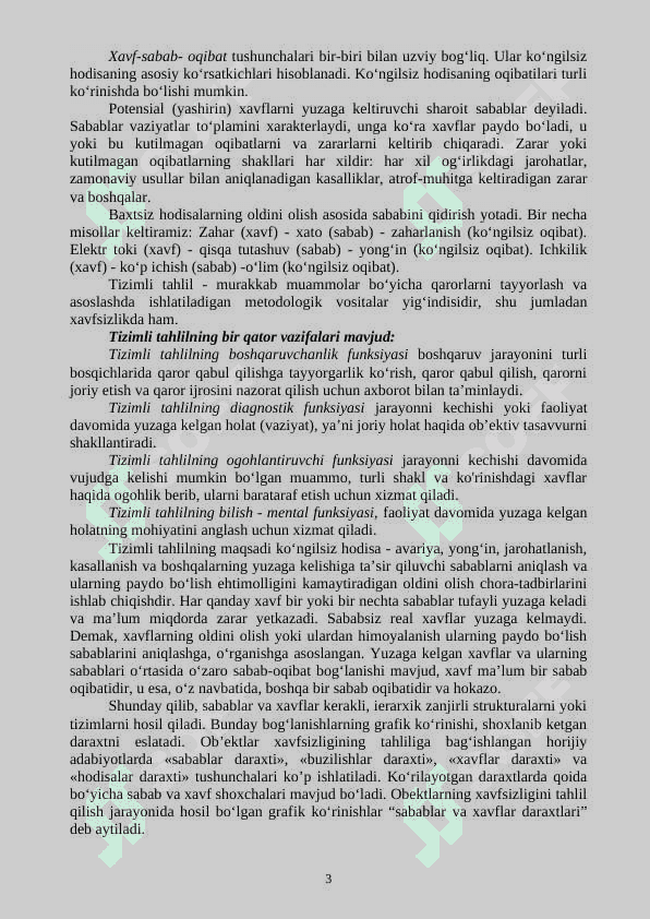 FAOLIYATNING TURLI BOSQICHLARIDA XAVFSIZLIK SHARTLARINI TAHLIL QILISH 3