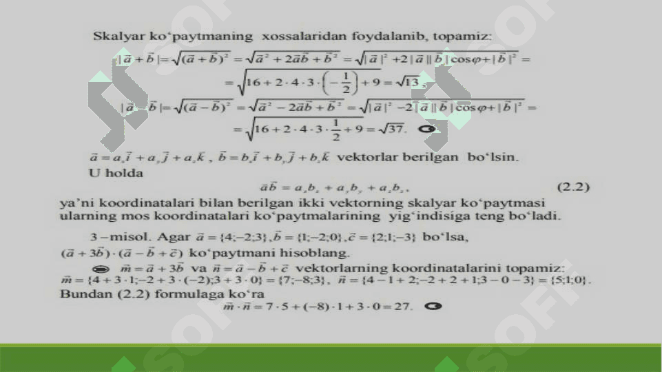 Vektorlar va ular ustida amallar 4