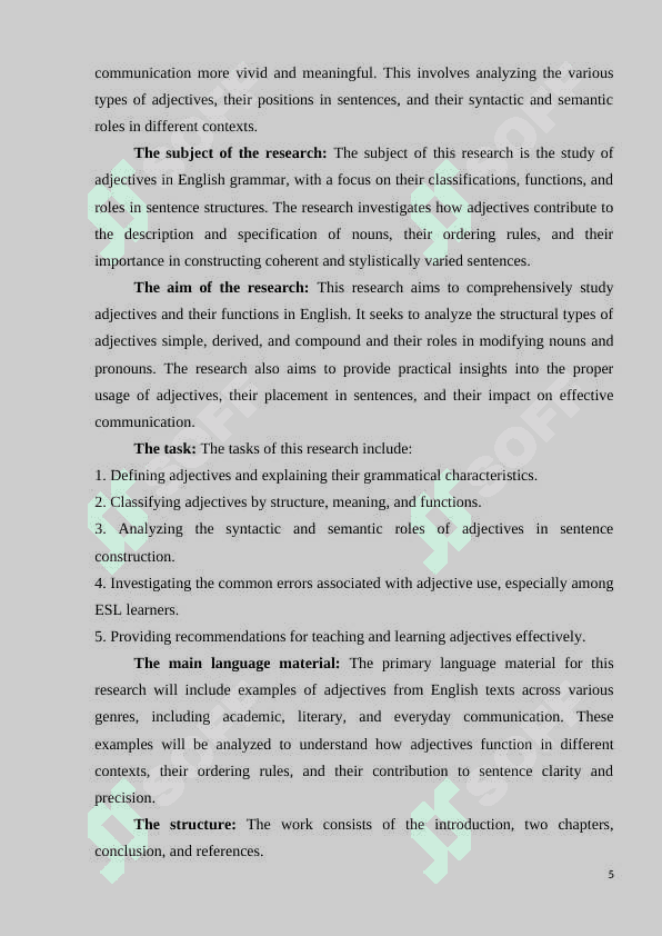SYNTACTIC FUNCTIONS OF ADJECTIVES 5
