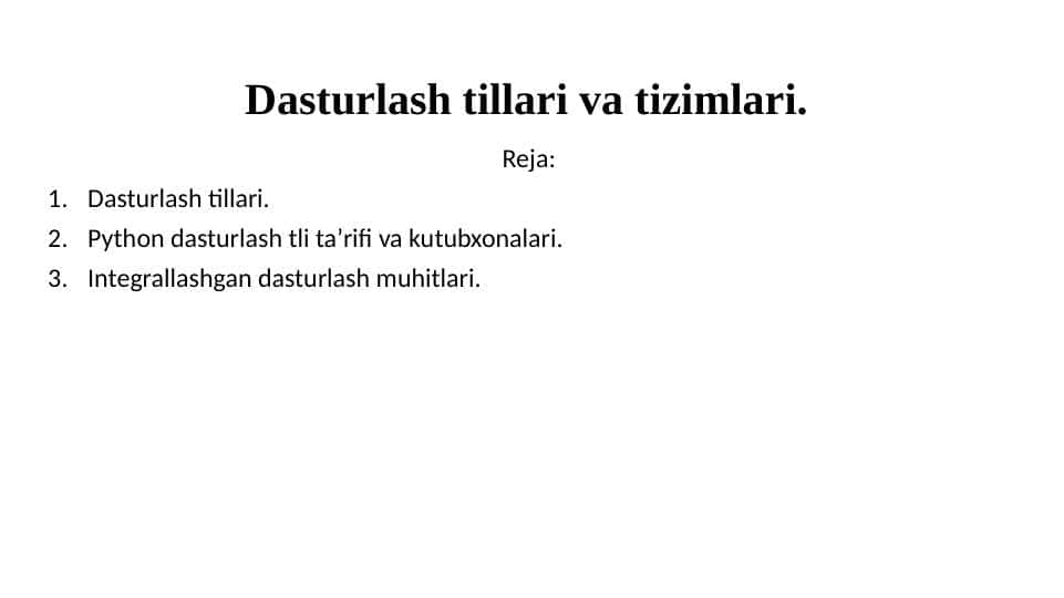 Dasturlash tillari va tizimlari