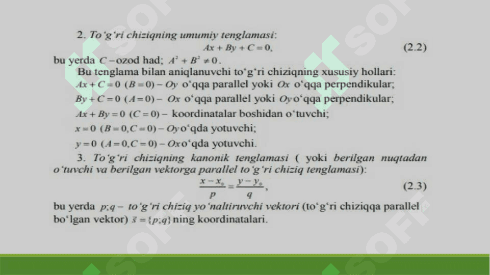 Tekislikda  to’g’ri chiziq tenglamalari 4