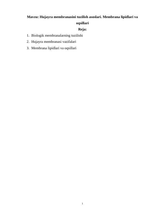 Hujayra membranasini tuzilish asoslari 1