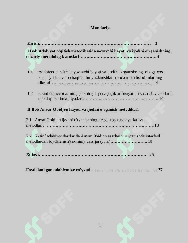 5-sinf adabiyot darslarida Anvar Obidjon ijodini òrganish 2