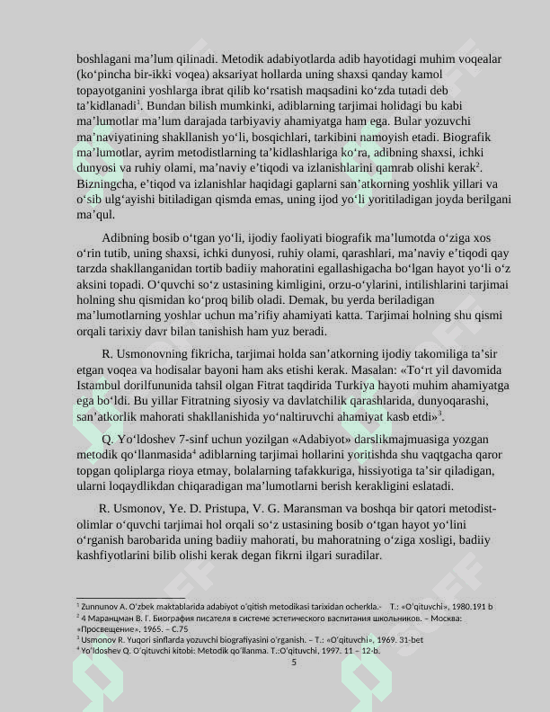 5-sinf adabiyot darslarida Anvar Obidjon ijodini òrganish 5