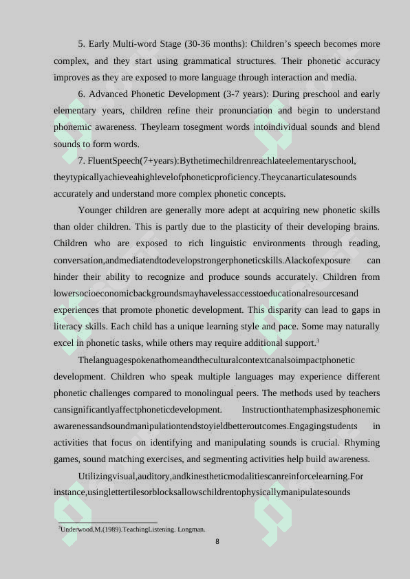 FORMATION OF PHONETIC SKILLS IN ELEMENTARY
SCHOOL STUDENTS 8