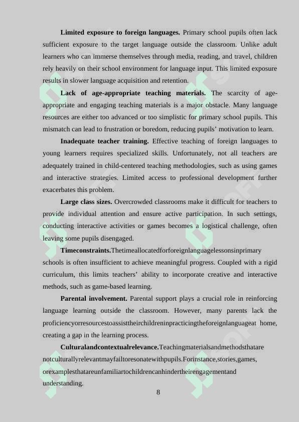 THE RULE OF GAMES FOR PRIMARY SCHOOL PUPILS IN FLT 8
