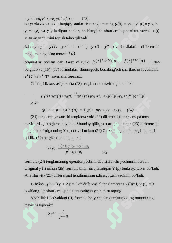 Differensial tenglamalar va ular sistemasini operatsion hisob yordamida yechish usullari 2