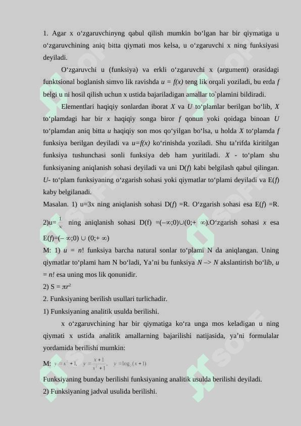 Funksiya, hosila, integral funksiya va uning berilish usullari, xossalari 2