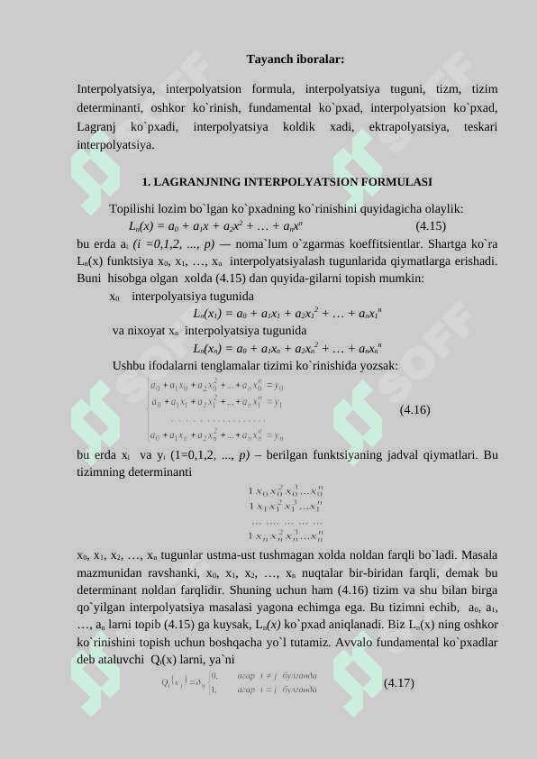 Funktsiyalarni interpolyatsiyalash. Lagranjning interpolyatsion formulasi. Ekstrapolyatsiya 2