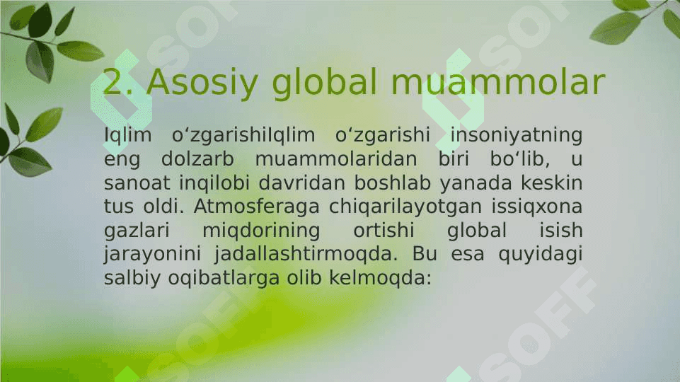 Insoniyatning global muammolari. 3