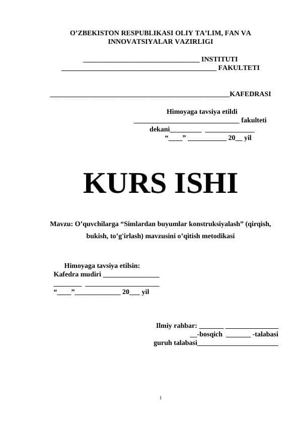 O’quvchilarga “Simlardan buyumlar konstruksiyalash” (qirqish, bukish, to’g'irlash) mavzusini o’qitish metodikasi