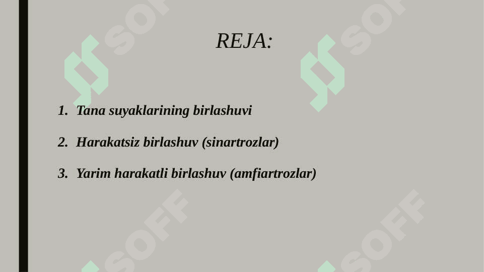 Birlashuvlar (bo'g'imlar). Tana suyaklarini birlashuvi va ularning bolalardagi xususiyatlari. Kalla suyaklarining birlashuvi. Chakka-pastki jag' bo'g'imi. 2