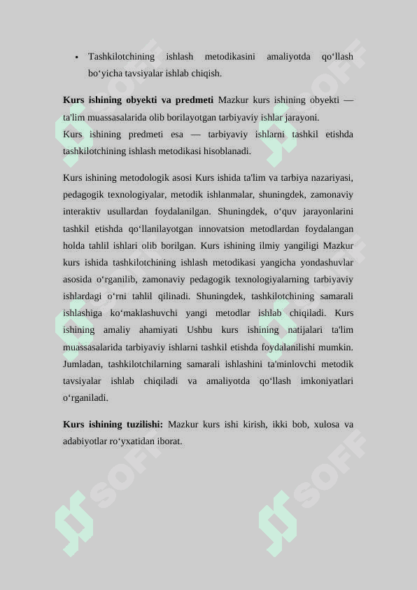 Tarbiyaviy ishlarni tashkil etishda tashkilotchining ishlash metodikasi KURS ISHI 5