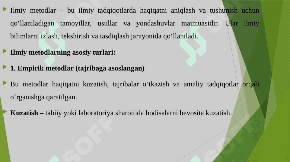 ILMIY METODLAR UNING TURLARI 3