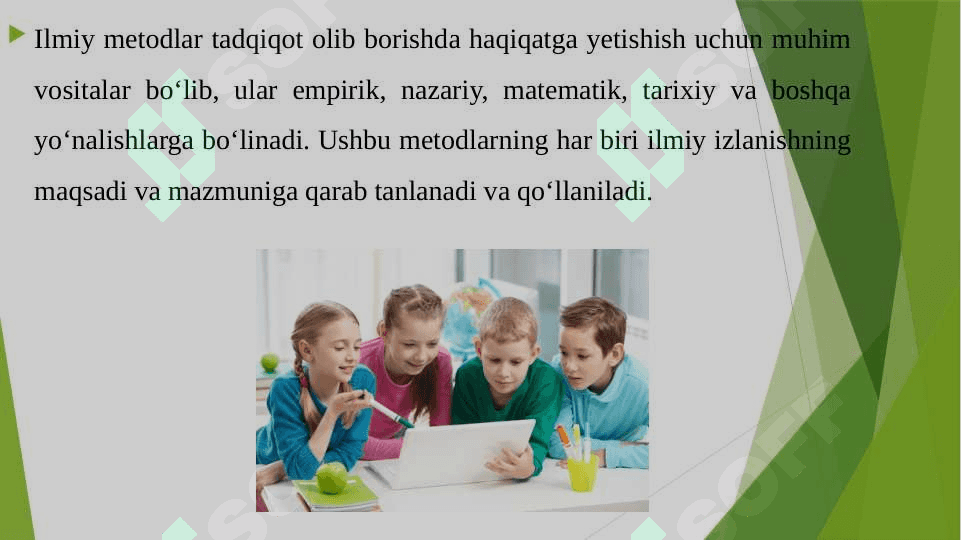 ILMIY METODLAR UNING TURLARI 8