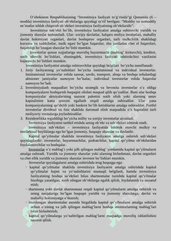 Davlat investitsion dasturlarini amalga oshirishda davlat byudjetining o`rni va ahamiyati 5