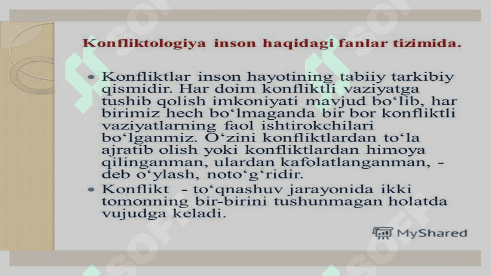 Konflikt va uning turlari. Konflikt turlari va ularning xususiyatlari 3