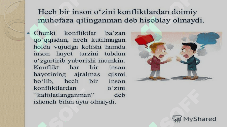 Konflikt va uning turlari. Konflikt turlari va ularning xususiyatlari 5