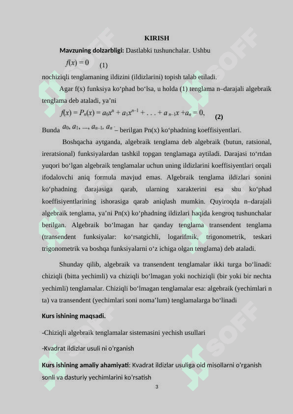 Kvadrat ildizlar usuli 3