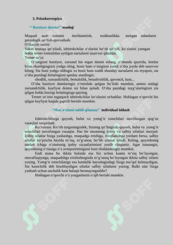 "Men baxtli inson bo'la olaman" trening ishlanmasi 4