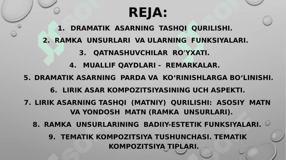 Dramatik va lirik asar kompozitsiyasi 2