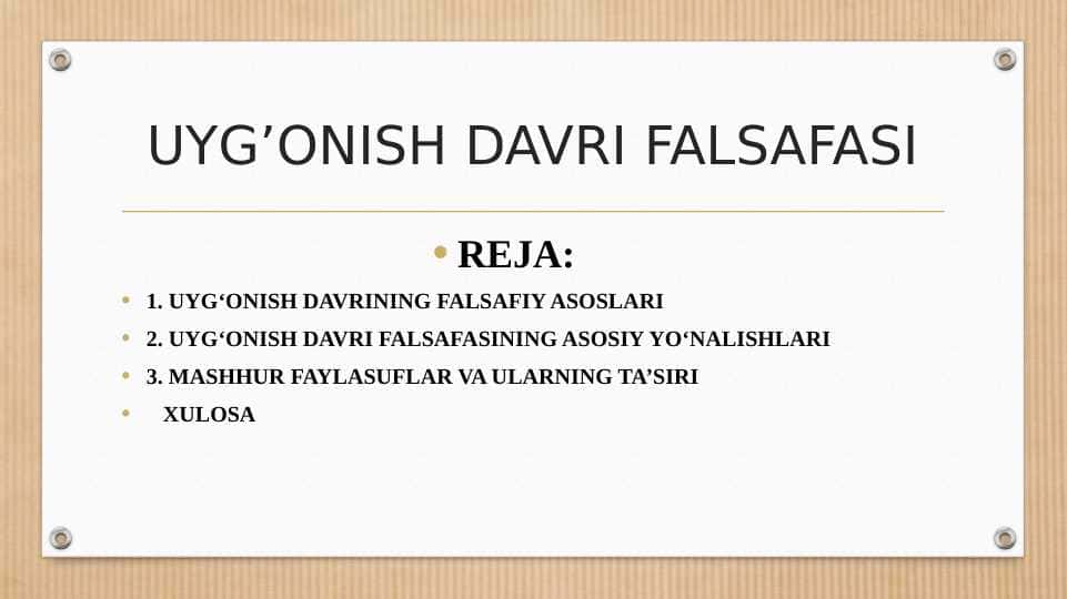 Uygʻonish davri falsafasi 1
