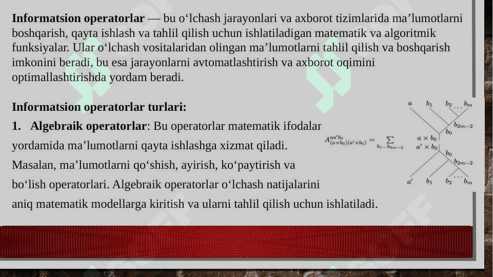 O‘lchash vositalarining informatsion operatorlar yordamida informatsion jarayonlarni modellash 5