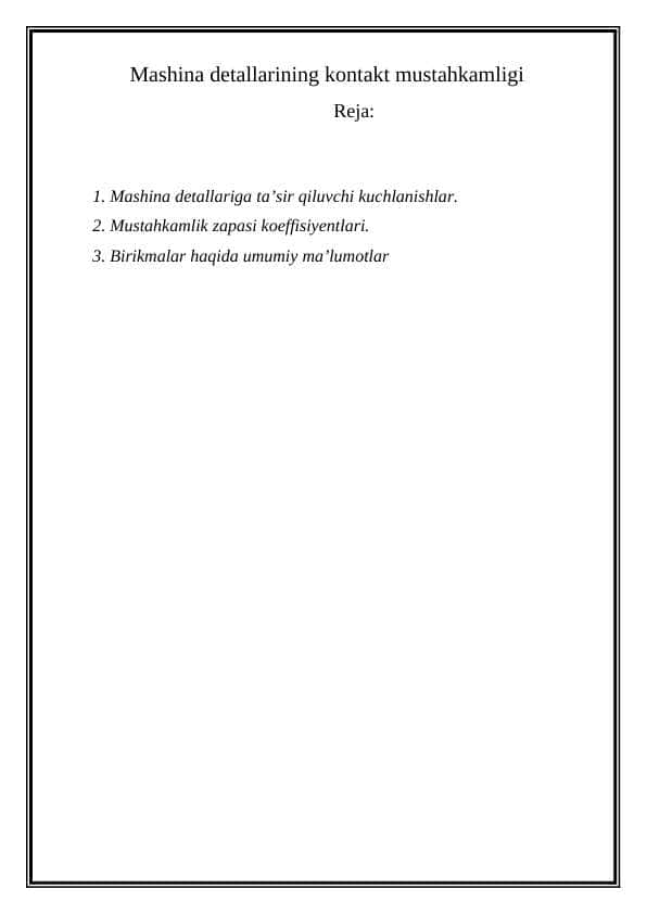 Mashina detallarining kontakt mustahkamligi 1