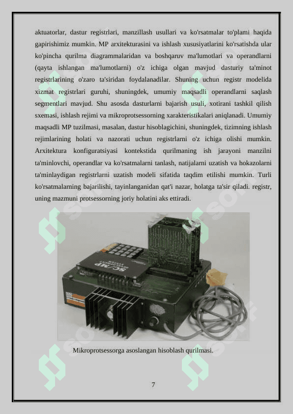 Kirish va chiqishni hisoblash mikroprotsessor tizimi 7