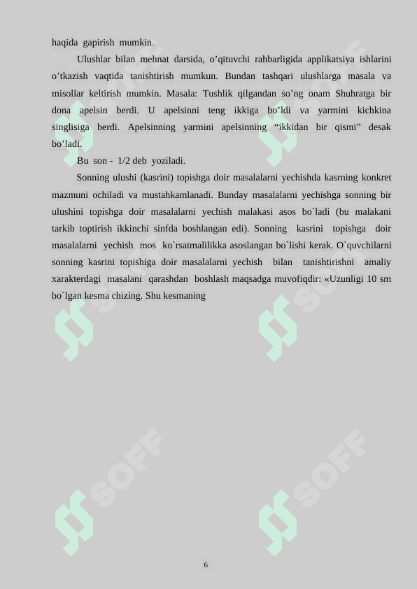 To`rtinchi sinfda ulush va kasrlarni o’rganish 6