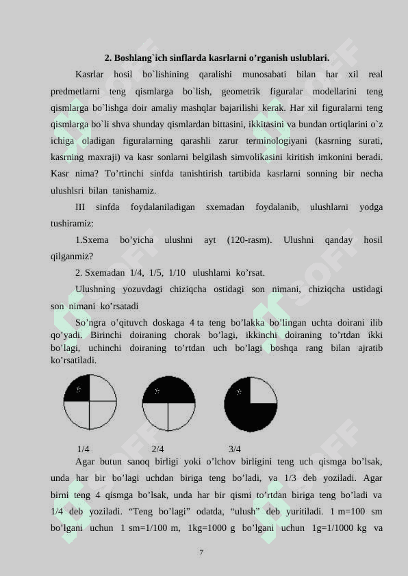 To`rtinchi sinfda ulush va kasrlarni o’rganish 7