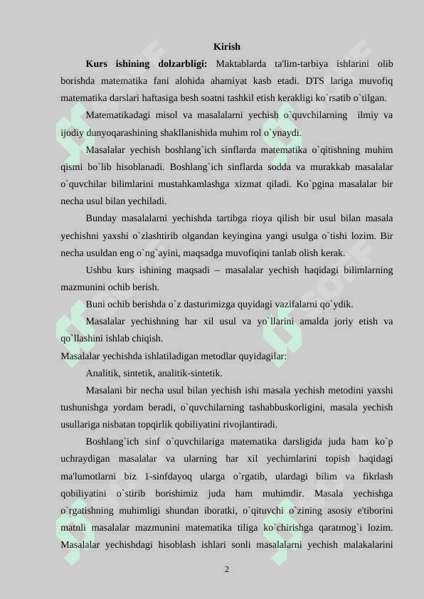 Boshlang’ich sinf o’quvchilarini masalalarni har xil usulda yechish malakasini shakllantirish 2