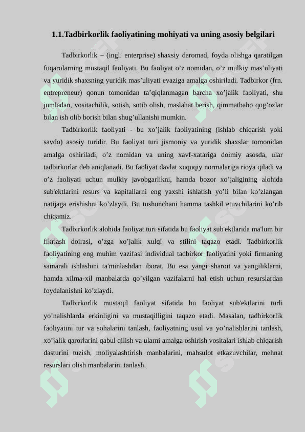 Tadbirkоrlik faоliyati, uning belgilari va vazifalari. 4