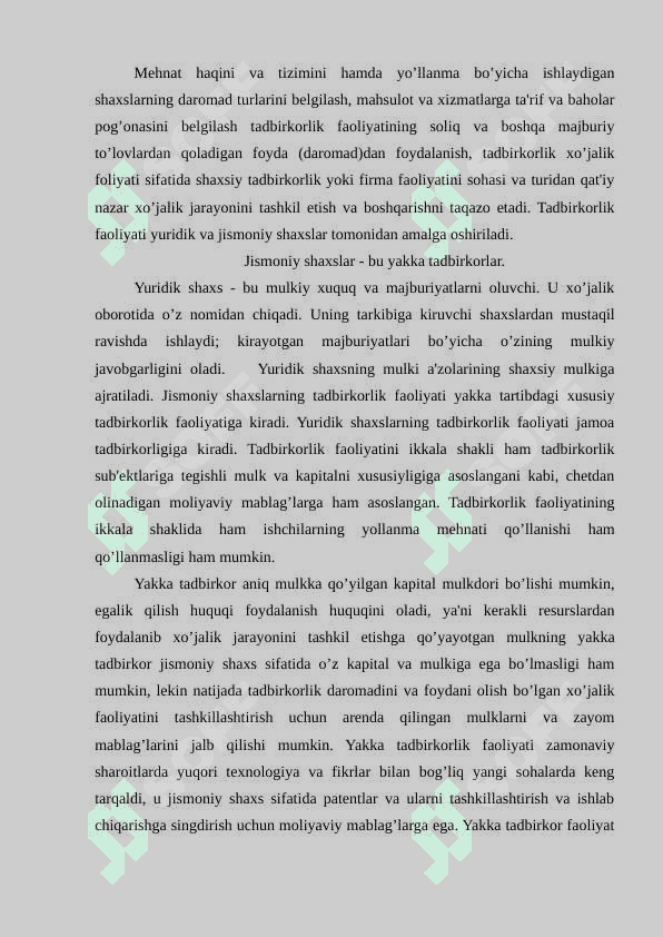 Tadbirkоrlik faоliyati, uning belgilari va vazifalari. 5