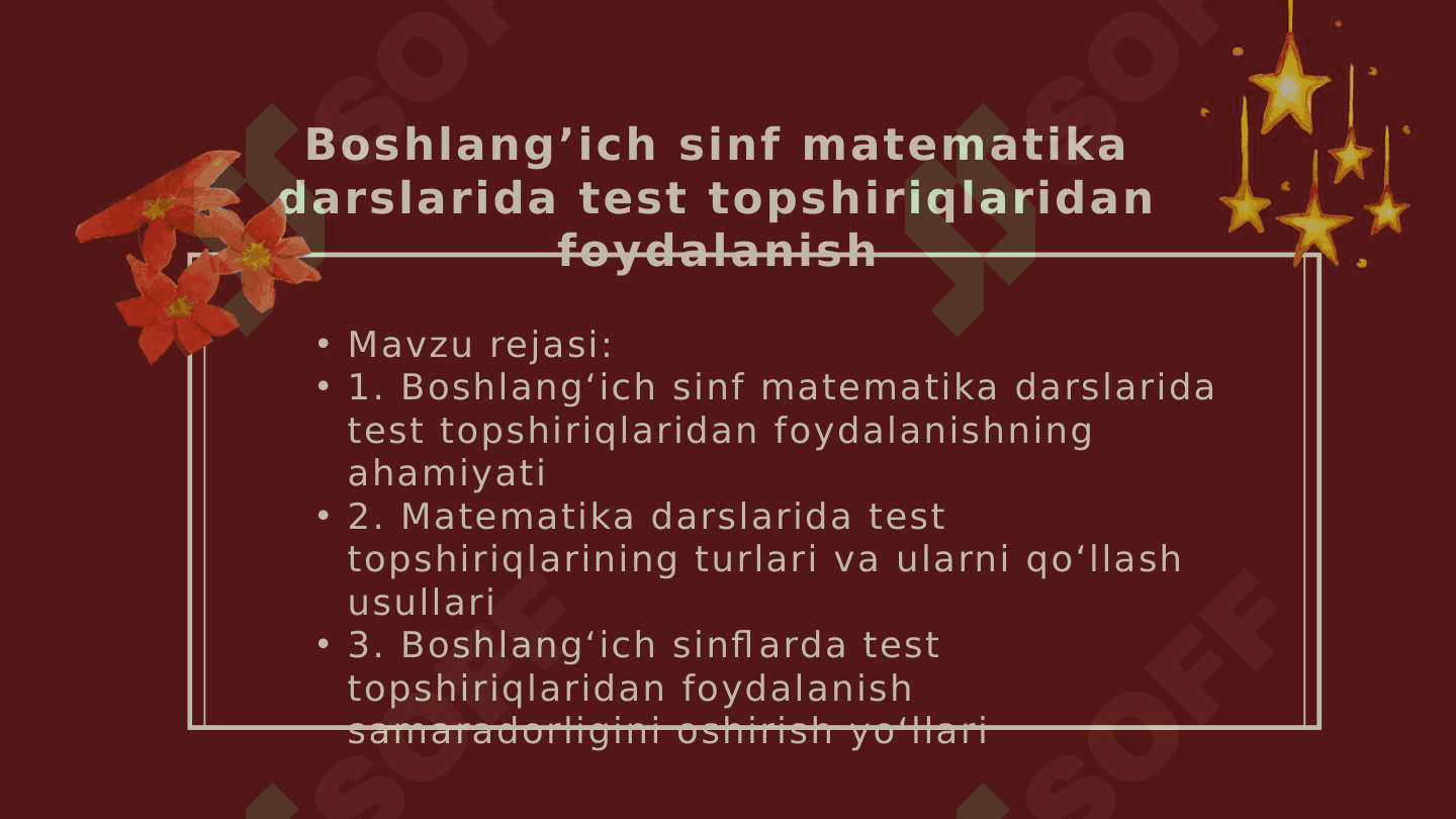 Boshlang’ich sinf matematika darslarida test topshiriqlaridan foydalanish 2