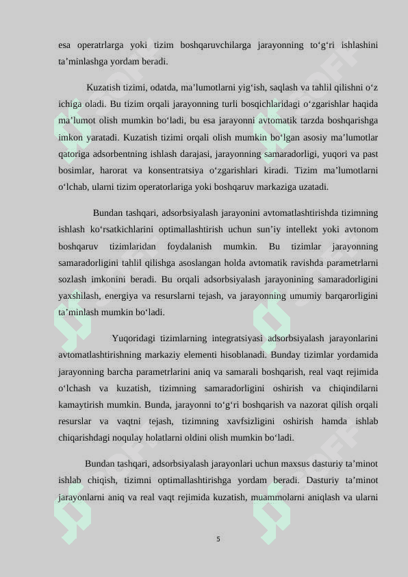 Adsorbsiyalash jarayonlarini avtomatlashtirish 5