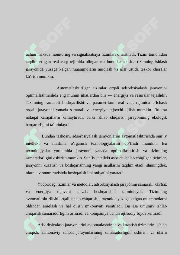 Adsorbsiyalash jarayonlarini avtomatlashtirish 8