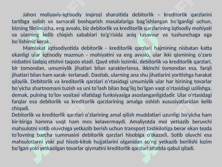 SANOAT KORXONALARINING DEBITORLIK QARZDORLIGINI BOSHQARISH 3