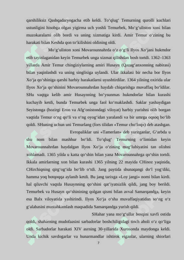 Amir Temur hukumronligi davrida harbiy sa'natning o'rni 7